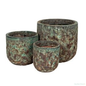   Ashford Classic kerámia növénytartó szett savmaratott zöldesbarna 29x28-51x46cm S3