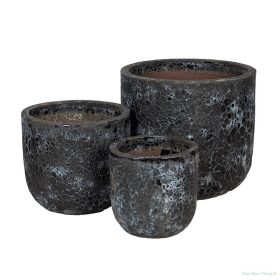   Ashford Classic kerámia növénytartó szett savmaratott szürke 29x28-51x46cm S3