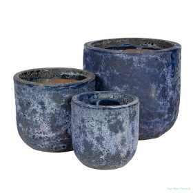   Ashford Classic kerámia növénytartó szett savmaratott kék 29x28-51x46cm S3