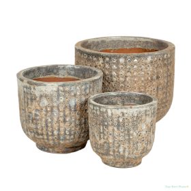   Monroe Classic kerámia növénytartó szett savmaratott barna 24,5x23,5-41,5x35cm S3