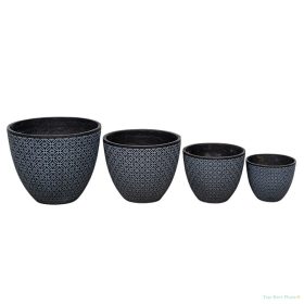   Santos Classic kompozit kaspó szett szürke-fekete 24x19,5-43x36cm S/4