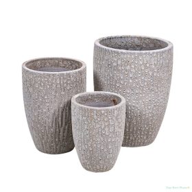   Brisbane Vase kerámia növénytartó szett savmaratott antik fehér 26x34-43x55cm S/3