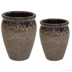   Eliot Apollo kerámia növénytartó szett barna 27x40-38x50cm S2